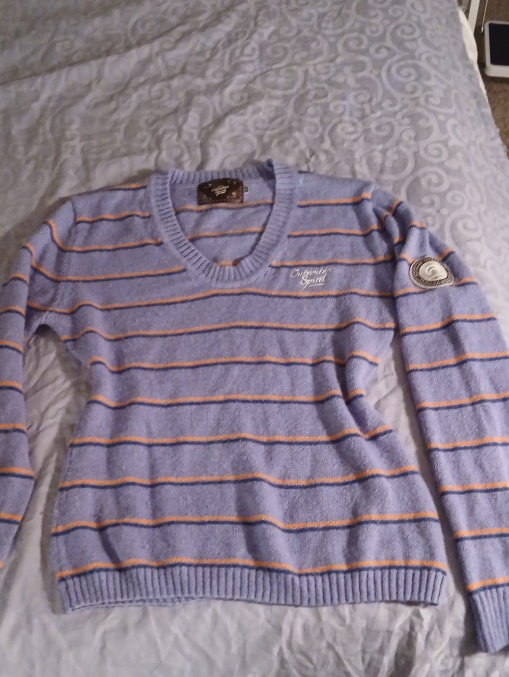 Russian Women's Part Wool Lavender Stripe Sweater